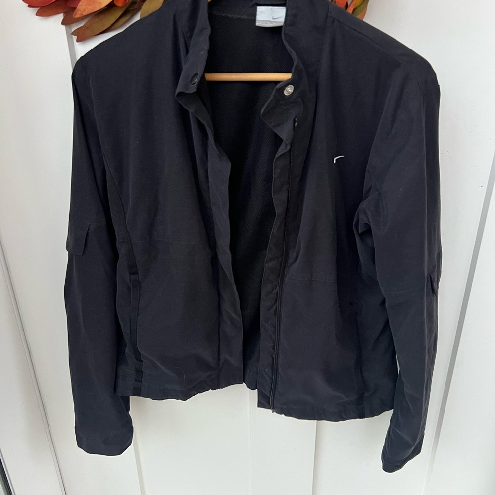 Nike Black Bomber Athletic Jacket Women’s Medium 8-10, Wind Resistant Shell